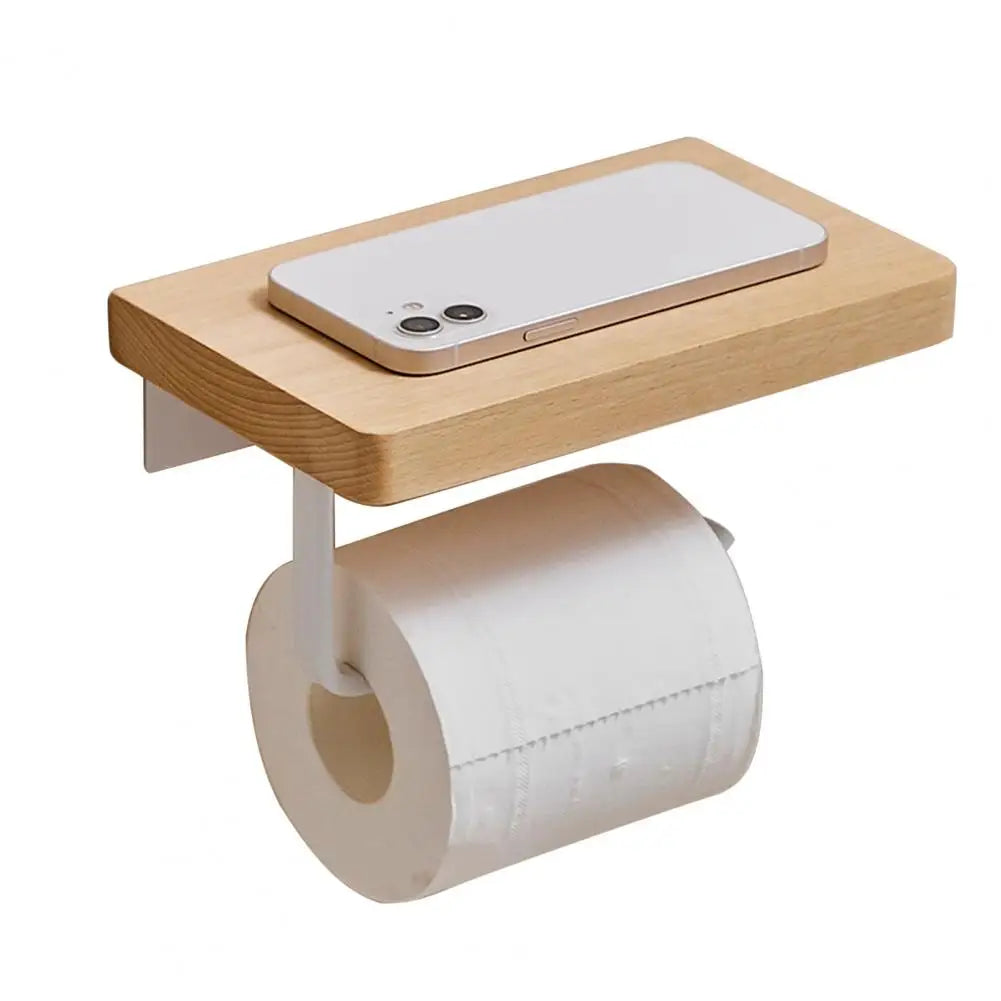 Wooden Tissue Rack Dual Space-Saving Durable Hotel Toilet Roll Paper Tissue Holder Bathroom Gadget Accessories