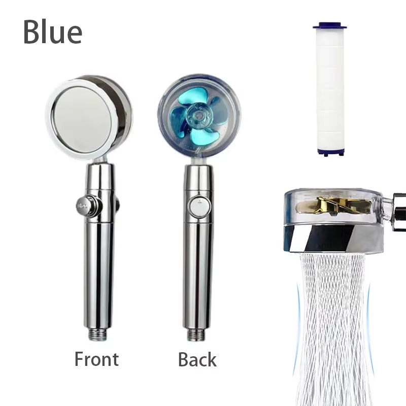 High Pressure 360 Degrees Rotation Shower Head Turbo Fan Water Saving Spray Adjustable Showerhead Filters Bathroom Accessories