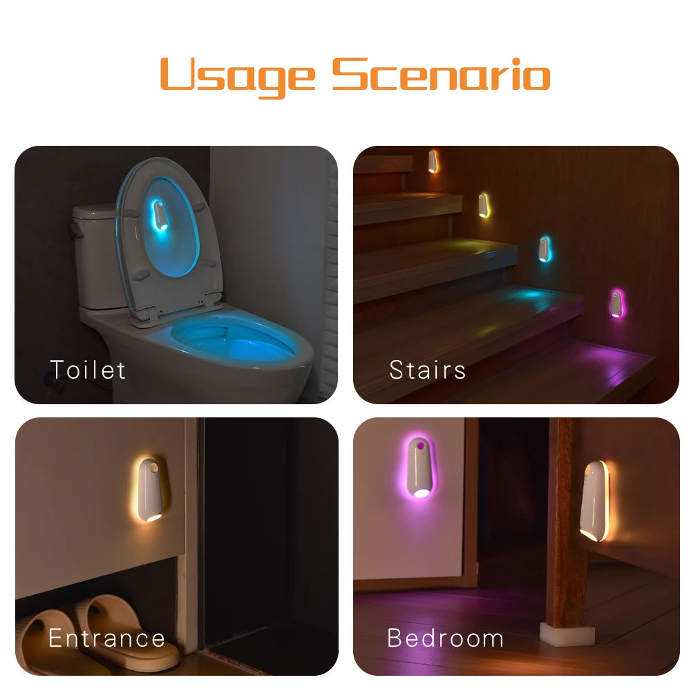 Toilet Night Light Motion Sensor Light Toilet Bowl Light RGB 7Color Changing for Bathroom Decoration LED Rechargeable LED Light