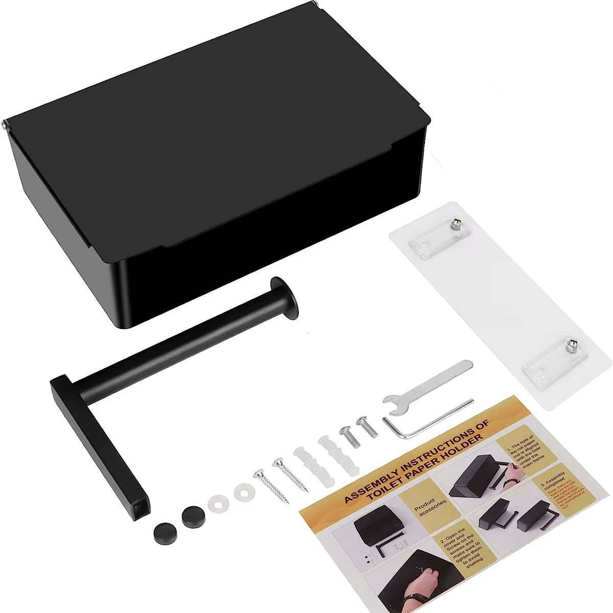 Toilet Paper Holder with Shelf and Storage, Flushable Wipes Dispenser Fits for Bathroom Wipe Storage