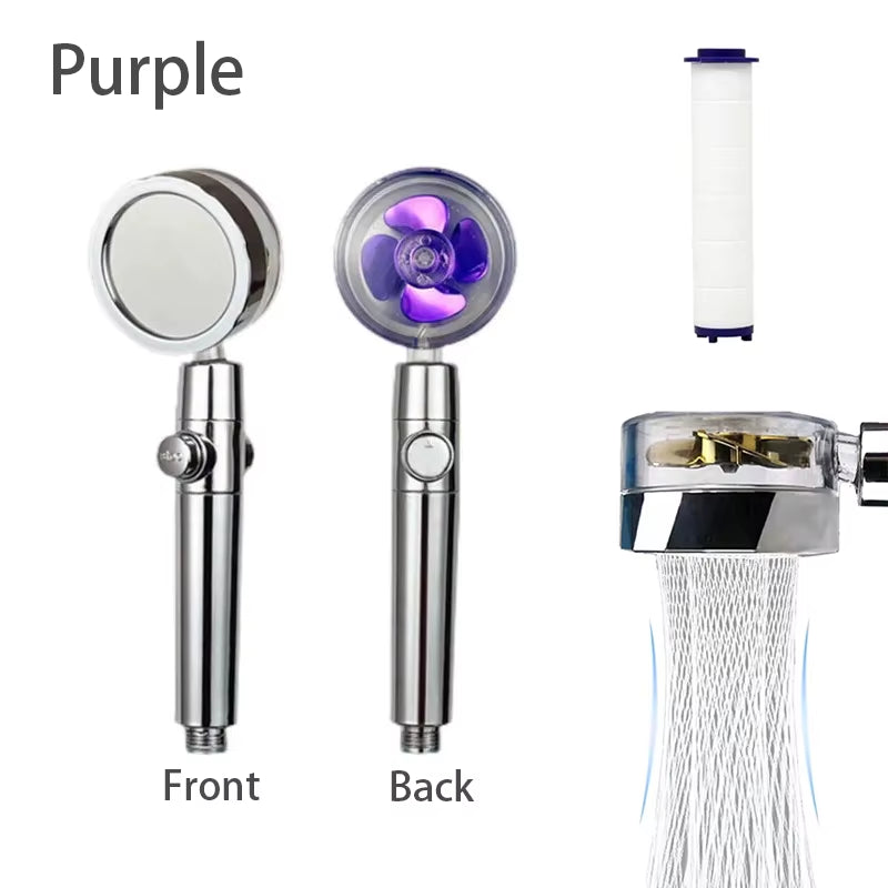 High Pressure 360 Degrees Rotation Shower Head Turbo Fan Water Saving Spray Adjustable Showerhead Filters Bathroom Accessories