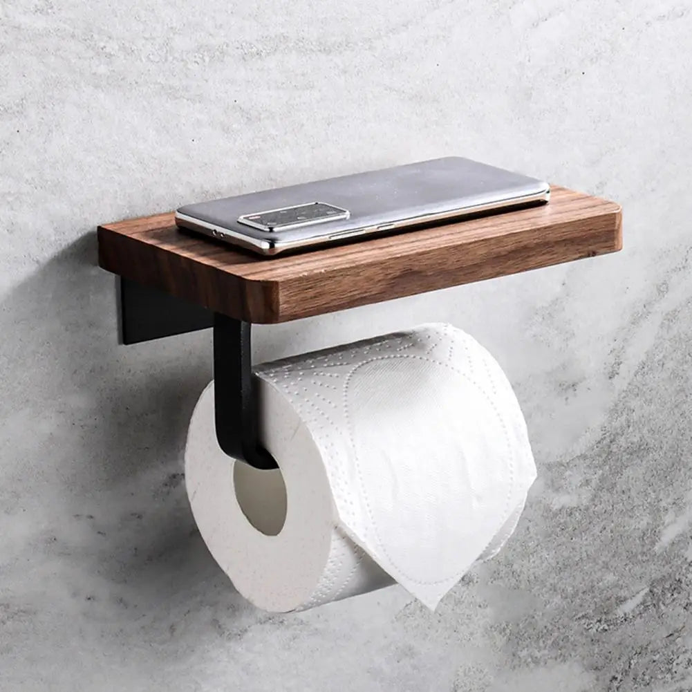 Wooden Tissue Rack Dual Space-Saving Durable Hotel Toilet Roll Paper Tissue Holder Bathroom Gadget Accessories