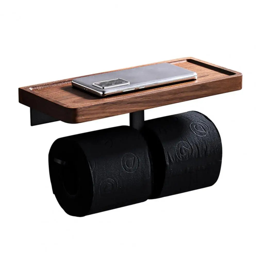 Wooden Tissue Rack Dual Space-Saving Durable Hotel Toilet Roll Paper Tissue Holder Bathroom Gadget Accessories