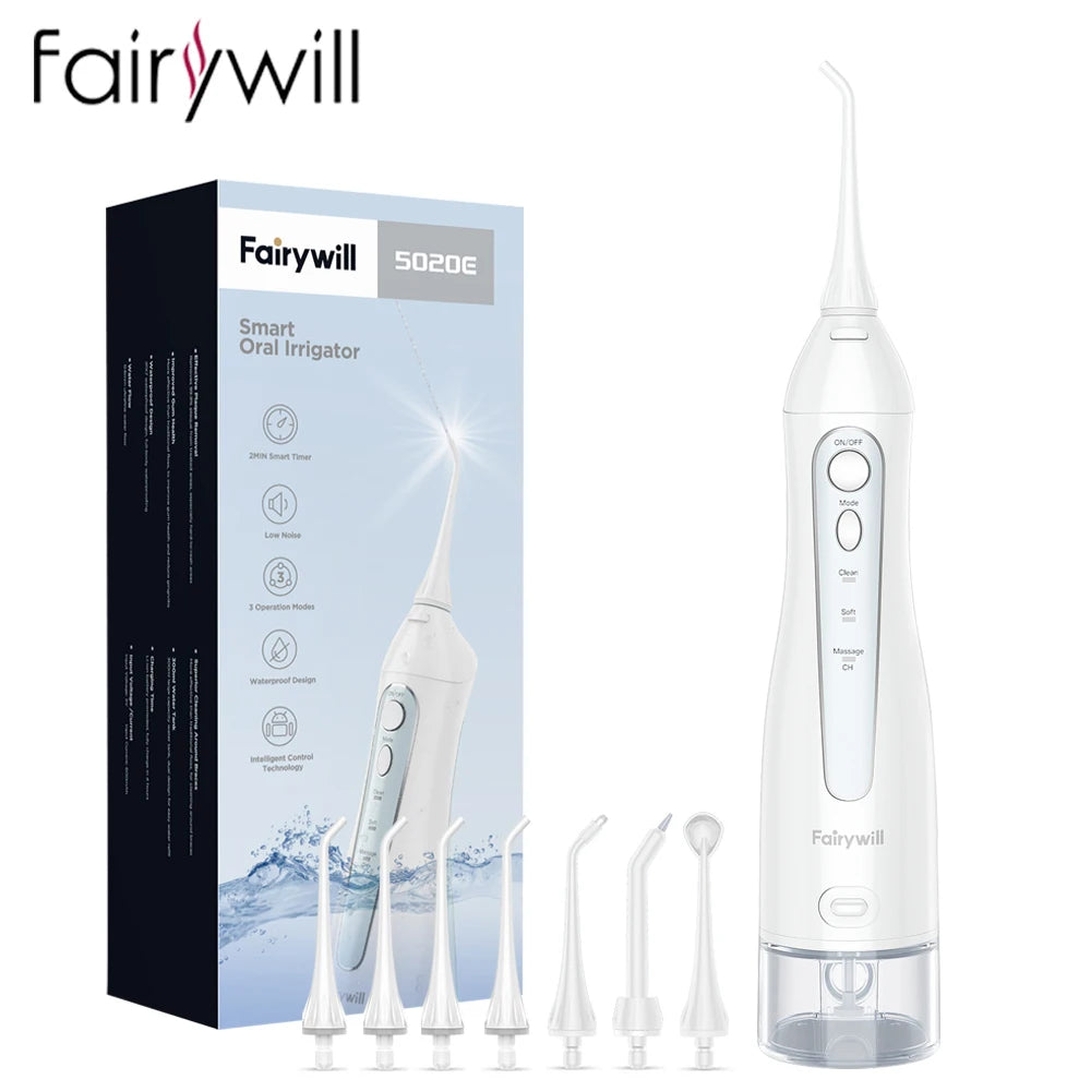 Water Flossers for Teeth 300ML Oral Irrigator Rechargeable Portable Dental 3 Modes Water Tank Waterproof Teeth Cleaner