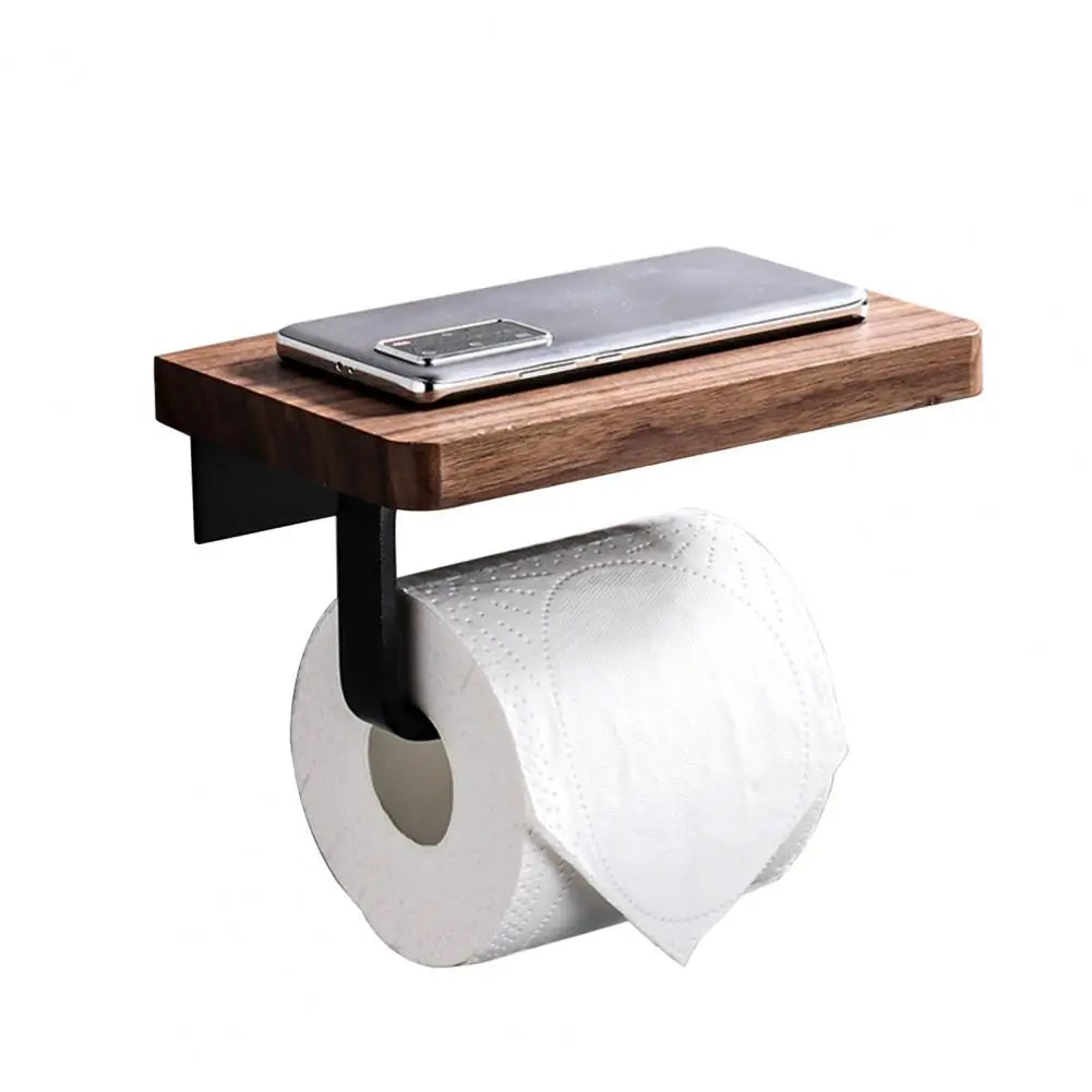 Wooden Tissue Rack Dual Space-Saving Durable Hotel Toilet Roll Paper Tissue Holder Bathroom Gadget Accessories