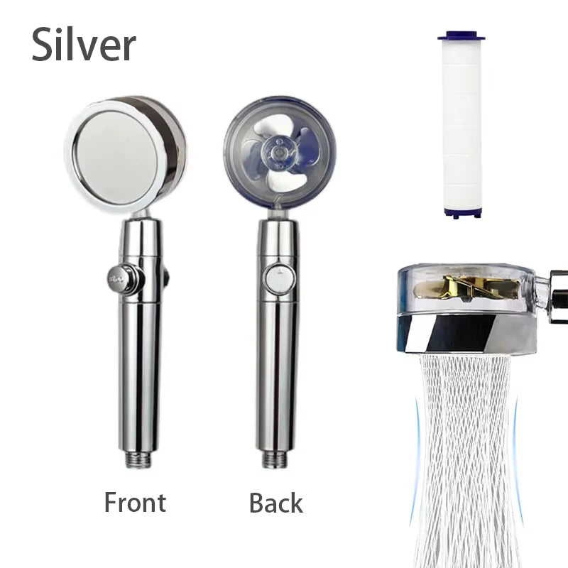 High Pressure 360 Degrees Rotation Shower Head Turbo Fan Water Saving Spray Adjustable Showerhead Filters Bathroom Accessories