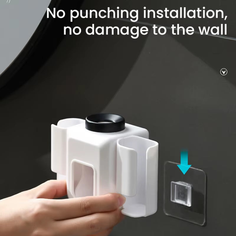 Automatic Toothpaste Dispenser Squeezer Double Hole Toothbrush Holder Wall Mounted Toothbrush Organizer Bathroom Accessories